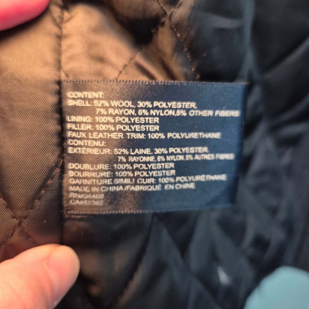 Nautica Mens Charcoal Gray Wool Blend Hooded Duffle Coat Jacket Toggle Front - Picture 11 of 12
